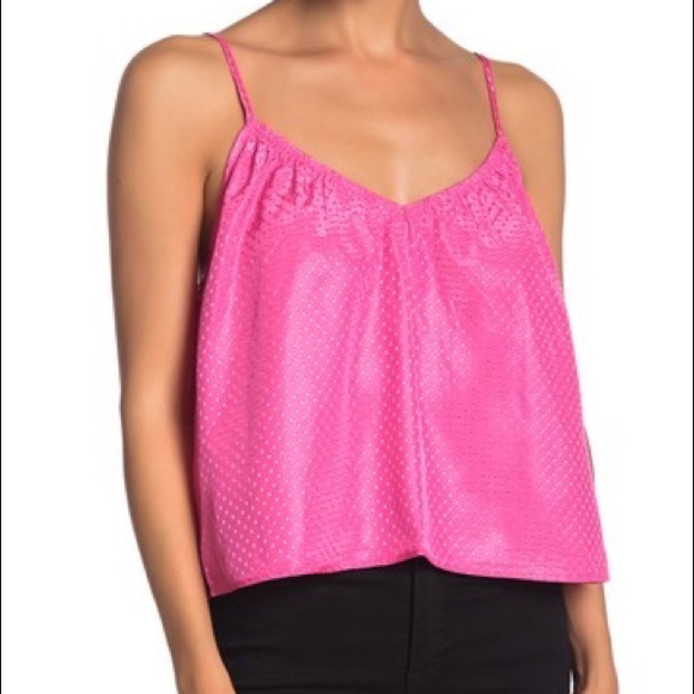 NWT Pink Dotted Crop Tank Top Sz L